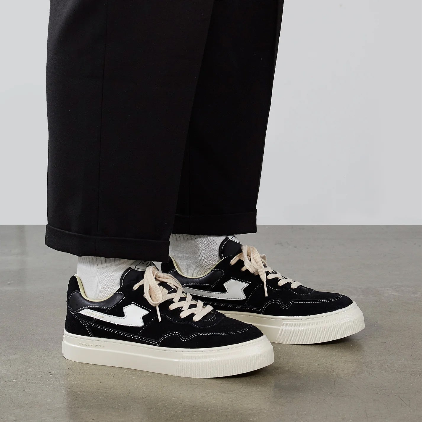S.W.C PEARL S-STRIKE SUEDE BLACK-WHITE