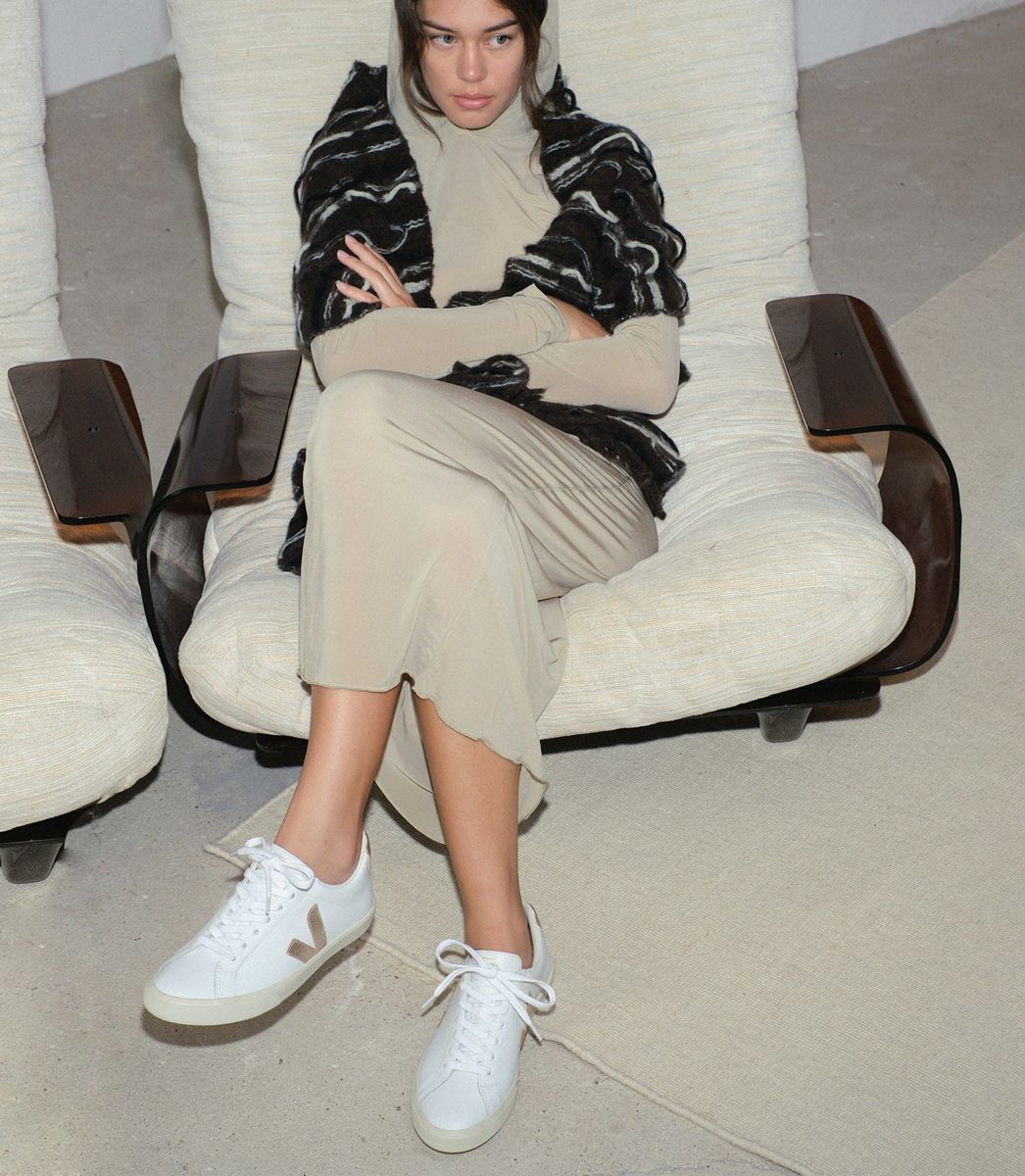 Veja CAMPO LEATHER WHITE PLATINE